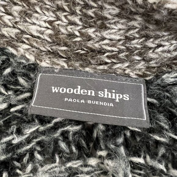 Wooden Ships Lagenlook Cardigan S/M Chunky Knit Striped Mohair Wool Open Front - Picture 5 of 13